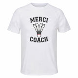 Maillot de Sport Homme pour Merci Badminton Coach - T-Shirt Respirant Polyester Manches Courtes - Cadeau Sportif Anniversaire Noël Fête des Pères