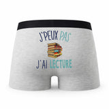 Caleçon Lecture - Humour Boxer Gris Idée Cadeau Passion