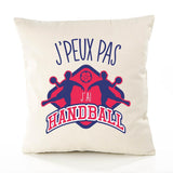 Housse de Coussin Premium Handball Version Blanc - Coton Canvas Fairtrade Beige Idée Cadeau Décoration Canapé 40x40