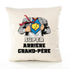 Housse de Coussin Premium Super ARRIÈRE-Grand-PÈRE - Coton Canvas Fairtrade Beige Idée Cadeau Décoration Canapé