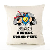 Housse de Coussin Premium Super ARRIÈRE-Grand-PÈRE - Coton Canvas Fairtrade Beige Idée Cadeau Décoration Canapé