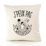 Housse de Coussin Premium Waterpolo Version Blanc - Coton Canvas Fairtrade Beige Idée Cadeau Décoration Canapé