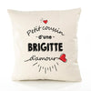 Housse de Coussin Premium Brigitte d'amour - Coton Canvas Fairtrade Beige Idée Cadeau Décoration Canapé 40x40