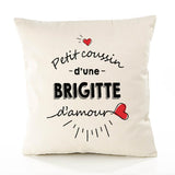 Housse de Coussin Premium Brigitte d'amour - Coton Canvas Fairtrade Beige Idée Cadeau Décoration Canapé 40x40