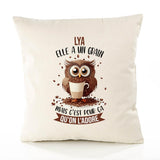 Housse de Coussin Premium LYA Chouette Grain - Coton Canvas Fairtrade Beige Idée Cadeau Décoration Canapé