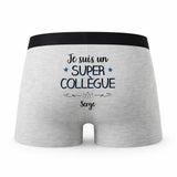 Caleçon Serge Un Super Collègue - Humour Boxer Gris Idée Cadeau