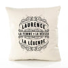 Housse de Coussin Premium Laurence Déesse légende Noire - Coton Canvas Fairtrade Beige Idée Cadeau Décoration Canapé 40x40