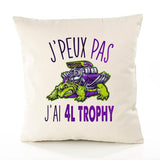 Housse de Coussin Premium 4L Trophy Version Blanc - Coton Canvas Fairtrade Beige Idée Cadeau Décoration Canapé