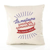 Housse de Coussin Premium Assistante administratif Meilleure Monde - Coton Canvas Fairtrade Beige Idée Cadeau Décoration Canapé