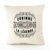 Housse de Coussin Premium Corinne Déesse légende Noire - Coton Canvas Fairtrade Beige Idée Cadeau Décoration Canapé