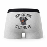 Caleçon Doberman - Humour Boxer Gris Passion Idée Cadeau