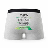 Caleçon Merci Ebeniste Inoubliable - Humour Boxer Gris Idée Cadeau