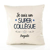Housse de Coussin Premium Auguste Un Super Collègue - Coton Canvas Fairtrade Beige Idée Cadeau Décoration Canapé