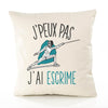 Housse de Coussin Premium Escrime Version Blanc - Coton Canvas Fairtrade Beige Idée Cadeau Décoration Canapé
