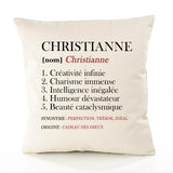 Housse de Coussin Premium Christianne Définition - Coton Canvas Fairtrade Beige Idée Cadeau Décoration Canapé
