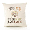 Housse de Coussin Premium généalogie Version Blanc - Coton Canvas Fairtrade Beige Idée Cadeau Décoration Canapé 40x40