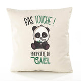 Housse de Coussin Premium Gael Pas Touche Panda - Coton Canvas Fairtrade Beige Idée Cadeau Décoration Canapé 40x40