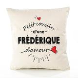 Housse de Coussin Premium Frederique d'amour - Coton Canvas Fairtrade Beige Idée Cadeau Décoration Canapé 40x40