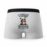 Caleçon Le Surveillant Panda Grain - Humour Boxer Gris Idée Cadeau