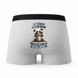Caleçon Le Temoin Panda Grain - Humour Boxer Gris Idée Cadeau