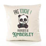 Housse de Coussin Premium Kimberley Pas Touche Panda - Coton Canvas Fairtrade Beige Idée Cadeau Décoration Canapé 40x40