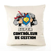 Housse de Coussin Premium Super CONTRÔLEUR DE Gestion - Coton Canvas Fairtrade Beige Idée Cadeau Décoration Canapé