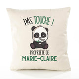 Housse de Coussin Premium Marie-Claire Pas Touche Panda - Coton Canvas Fairtrade Beige Idée Cadeau Décoration Canapé 40x40