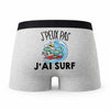 Caleçon Surf Tyrannosaure - Humour Boxer Gris Idée Cadeau Passion