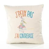 Housse de Coussin Premium contrebasse Version Blanc - Coton Canvas Fairtrade Beige Idée Cadeau Décoration Canapé