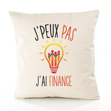 Housse de Coussin Premium Finance Version Blanc - Coton Canvas Fairtrade Beige Idée Cadeau Décoration Canapé