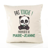 Housse de Coussin Premium Marie-Jeanne Pas Touche Panda - Coton Canvas Fairtrade Beige Idée Cadeau Décoration Canapé 40x40