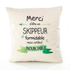 Housse de Coussin Premium Merci Skippeur Inoubliable - Coton Canvas Fairtrade Beige Idée Cadeau Décoration Canapé