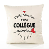Housse de Coussin Premium Collegue d'amour - Coton Canvas Fairtrade Beige Idée Cadeau Décoration Canapé 40x40