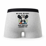Caleçon No Pain No Gain - Humour Boxer Gris Idée Cadeau