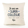 Housse de Coussin Premium Ilyès Un Super Collègue - Coton Canvas Fairtrade Beige Idée Cadeau Décoration Canapé 40x40