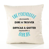 Housse de Coussin Premium Une Psychologue Formidable - Coton Canvas Fairtrade Beige Idée Cadeau Décoration Canapé