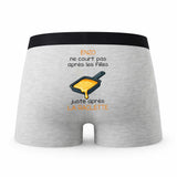 Caleçon Enzo Courir après la Raclette - Humour Boxer Gris Idée Cadeau
