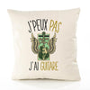 Housse de Coussin Premium Guitare Version Blanc - Coton Canvas Fairtrade Beige Idée Cadeau Décoration Canapé 40x40