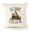 Housse de Coussin Premium Livres - Coton Canvas Fairtrade Beige Idée Cadeau Décoration Canapé 40x40