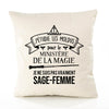 Housse de Coussin Premium Sage-Femme Grand cru - Coton Canvas Fairtrade Beige Idée Cadeau Décoration Canapé