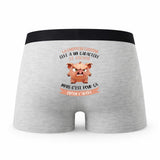 Caleçon La Cheffe De Cuisine Caractère de Cochon - Humour Boxer Gris Idée Cadeau