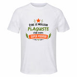 Maillot de Sport Homme Meilleur Plaquiste Super Pouvoir Cadeau Anniversaire Noël Fête des Pères T-Shirt Respirant Polyester