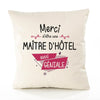 Housse de Coussin Premium Merci Maître d'hôtel Géniale - Coton Canvas Fairtrade Beige Idée Cadeau Décoration Canapé