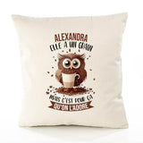 Housse de Coussin Premium Alexandra Chouette Grain - Coton Canvas Fairtrade Beige Idée Cadeau Décoration Canapé