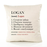 Housse de Coussin Premium Logan Définition - Coton Canvas Fairtrade Beige Idée Cadeau Décoration Canapé 40x40