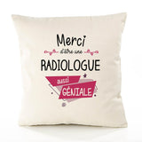 Housse de Coussin Premium Merci Radiologue Géniale - Coton Canvas Fairtrade Beige Idée Cadeau Décoration Canapé