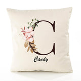 Housse de Coussin Premium Candy Lettre - Coton Canvas Fairtrade Beige Idée Cadeau Décoration Canapé
