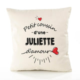 Housse de Coussin Premium Juliette d'amour - Coton Canvas Fairtrade Beige Idée Cadeau Décoration Canapé 40x40