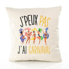 Housse de Coussin Premium Carnaval Version Blanc - Coton Canvas Fairtrade Beige Idée Cadeau Décoration Canapé