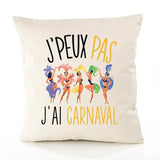 Housse de Coussin Premium Carnaval Version Blanc - Coton Canvas Fairtrade Beige Idée Cadeau Décoration Canapé